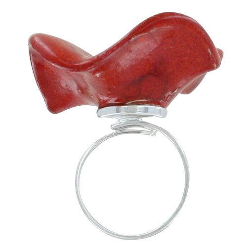 Bague Métal Argenté Coquelicot Céramique - LES POULETTES BIJOUX - Modalova