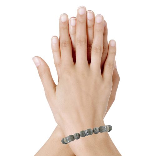 Bracelet Elastique Anneau Acier et Perles Jaspe Kaki - LES POULETTES BIJOUX - Modalova