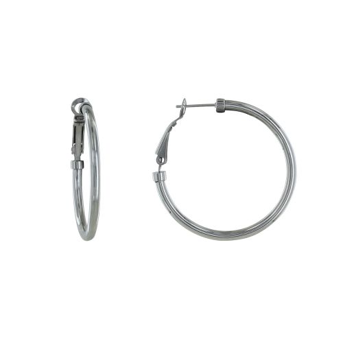 Boucles d'Oreilles Acier Créoles Rondes 4cm - LES POULETTES BIJOUX - Modalova