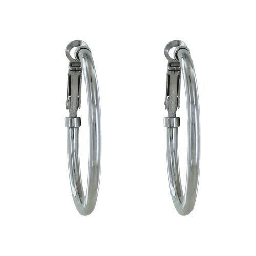 Boucles d'Oreilles Acier Créoles Rondes 5cm - LES POULETTES BIJOUX - Modalova