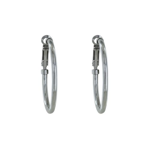 Boucles d'Oreilles Acier Créoles Rondes 4cm - LES POULETTES BIJOUX - Modalova