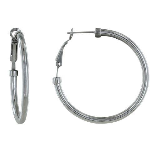 Boucles d'Oreilles Acier Créoles Rondes 6cm - LES POULETTES BIJOUX - Modalova