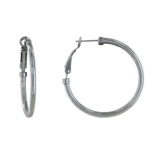 Boucles d'Oreilles Acier Créoles Rondes 5cm - LES POULETTES BIJOUX - Modalova