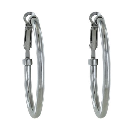 Boucles d'Oreilles Acier Créoles Rondes 6cm - LES POULETTES BIJOUX - Modalova