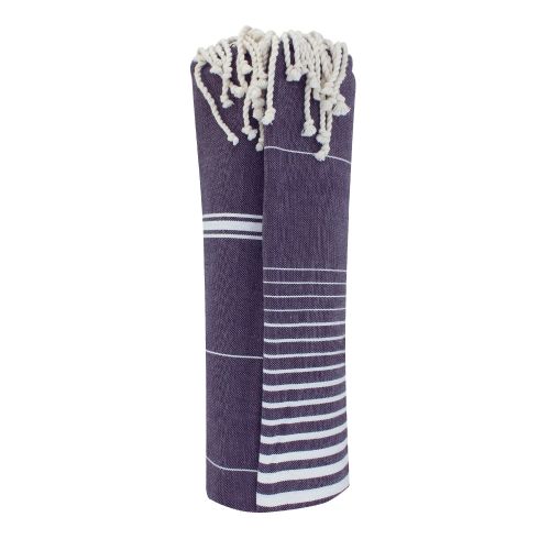 BIJOUX - Grand Fouta Drap Plage et Hammam Coton Couleur Prune Lignes e - LES POULETTES - Modalova
