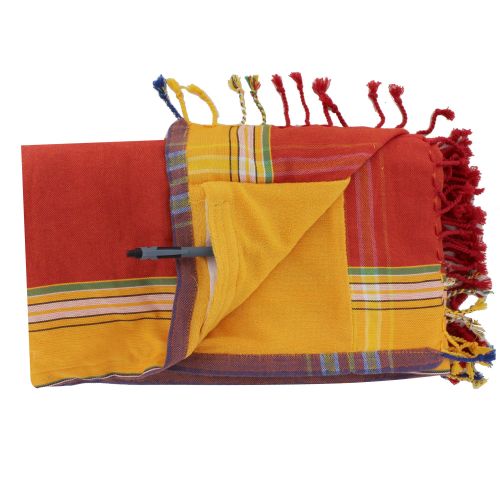 BIJOUX - Kikoy Serviette Plage Coton Couleur Rouge Orange Eponge - LES POULETTES - Modalova