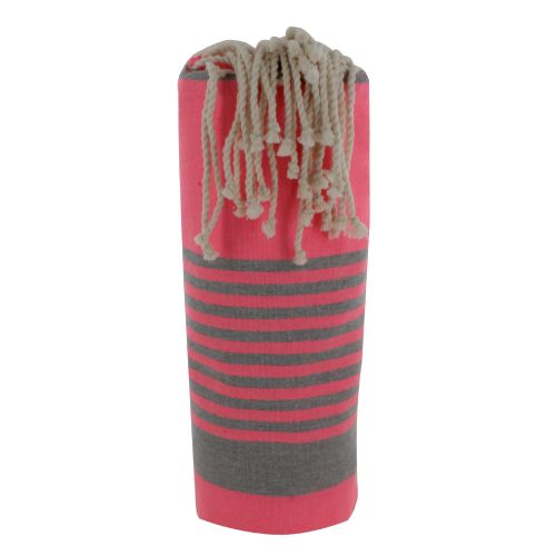 BIJOUX - Fouta Drap Plage et Hammam Coton Fluo Bande et Petites R - LES POULETTES - Modalova