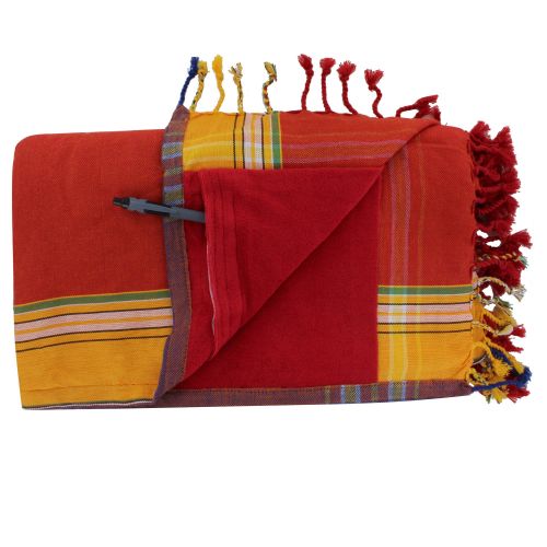 BIJOUX - Kikoy Serviette Plage Coton Couleur Orange Eponge - LES POULETTES - Modalova