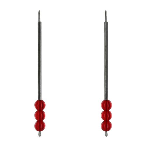 Boucles d'Oreilles Ruthénium Crochet Tubulaire et Trois Perle - LES POULETTES BIJOUX - Modalova