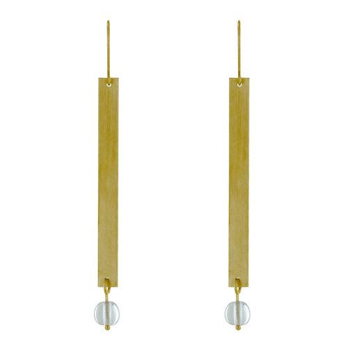Boucles d'Oreilles Crochet Laiton Rectangle Plat et Perle de - LES POULETTES BIJOUX - Modalova