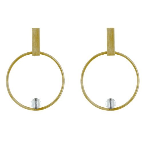 Boucles d'Oreilles Clous Laiton Rectangle Plat Cercle et Perl - LES POULETTES BIJOUX - Modalova