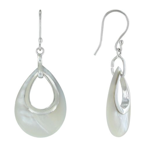 Boucles d'Oreilles Argent Goutte Ajourée de Nacre Ivoire - LES POULETTES BIJOUX - Modalova
