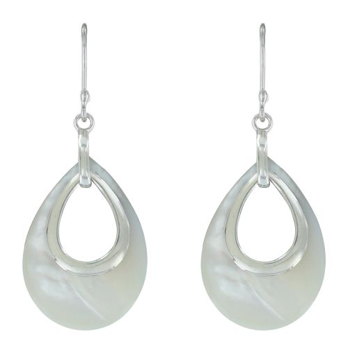 Boucles d'Oreilles Argent Goutte Ajourée de Nacre Ivoire - LES POULETTES BIJOUX - Modalova
