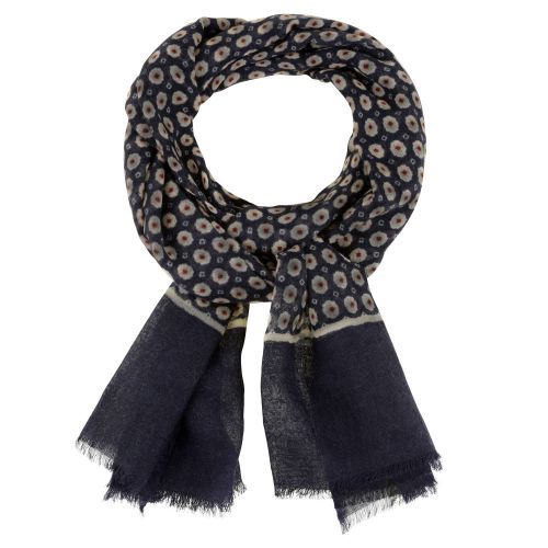 BIJOUX - Echarpe 100% Laine Petites Fleurs Beige Centre Rouge - LES POULETTES - Modalova