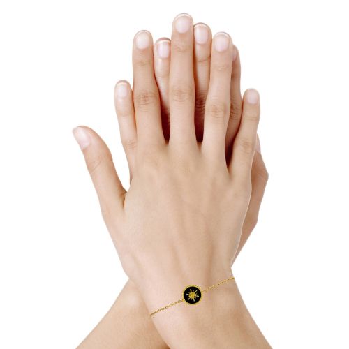 Bracelet Plaqué Or Soleil Émail - LES POULETTES BIJOUX - Modalova