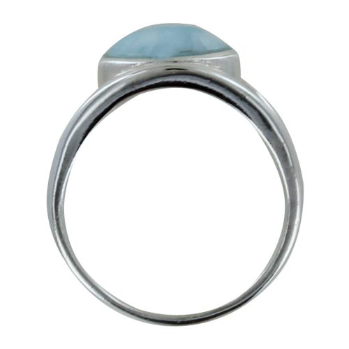 Bague Argent 925 Ovale de Larimar et d'Argent - taille 56 - LES POULETTES BIJOUX - Modalova