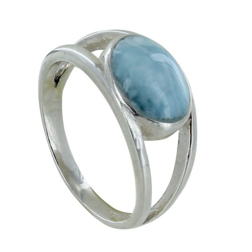 Bague Argent 925 Ovale de Larimar et d'Argent - taille 52 - LES POULETTES BIJOUX - Modalova