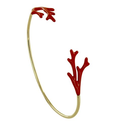 Bracelet Plaqué Demi Jonc Corail Emaillé Rouge - LES POULETTES BIJOUX - Modalova
