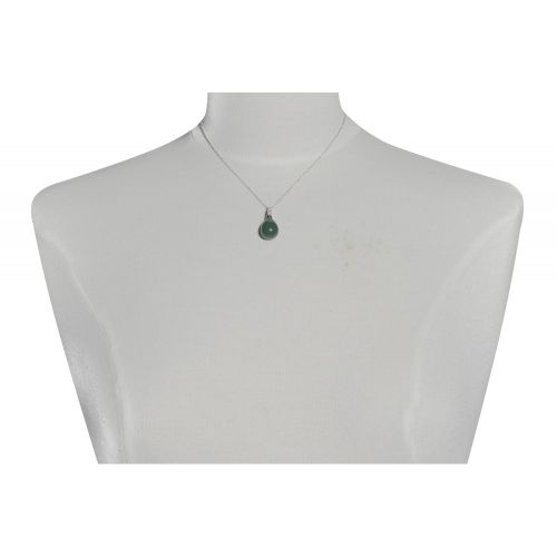 Pendentif Argent Rhodié Poire Aventurine et Strass - LES POULETTES BIJOUX - Modalova