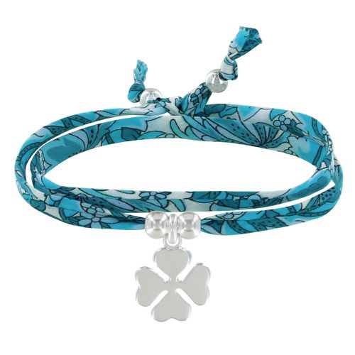 Bracelet Double Tour Lien Liberty et Trèfle Argent - Colors - Turquoise - LES POULETTES BIJOUX - Modalova