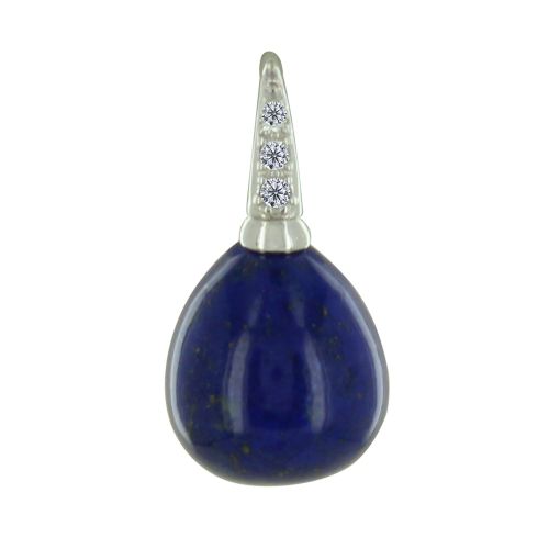 Pendentif Argent Rhodié Poire Lapis Lazuli et Strass - LES POULETTES BIJOUX - Modalova