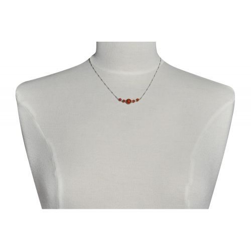 Collier Chaine Argent Rhodié Cinq Perles de Jaspe Rouge et De - LES POULETTES BIJOUX - Modalova