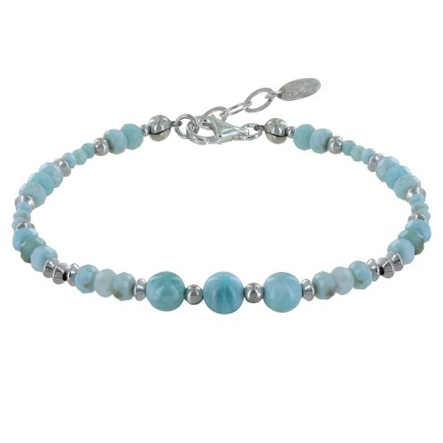 Bracelet Perles et Anneaux Facettés de Larimar - LES POULETTES BIJOUX - Modalova