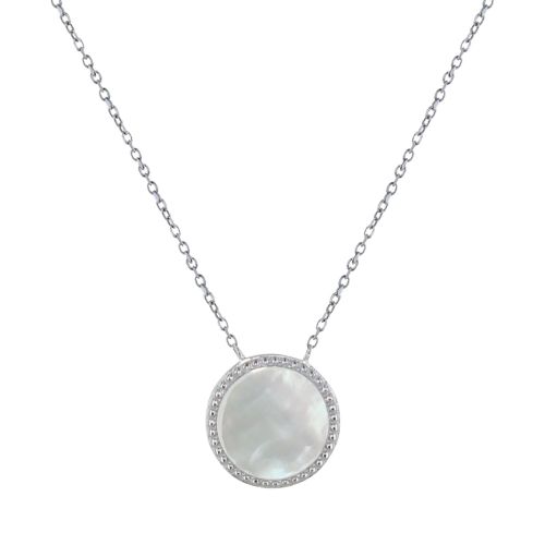 Collier 925 Rhodié Rond de Nacre Ivoire - LES POULETTES BIJOUX - Modalova