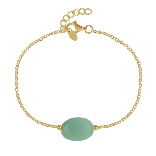 Bracelet Plaqué Pierre Ovale de Quartz Vert - LES POULETTES BIJOUX - Modalova