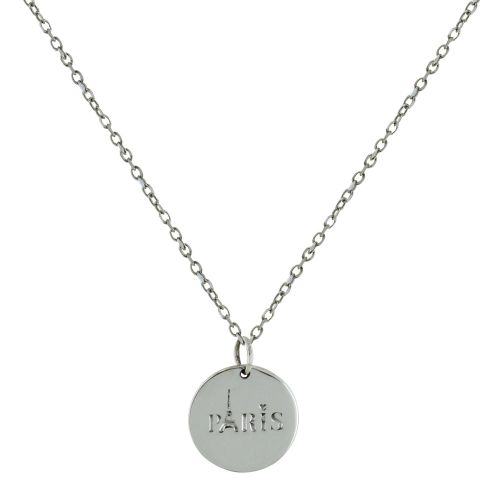 Collier 925 Médaille Ronde Gravée Paris - LES POULETTES BIJOUX - Modalova