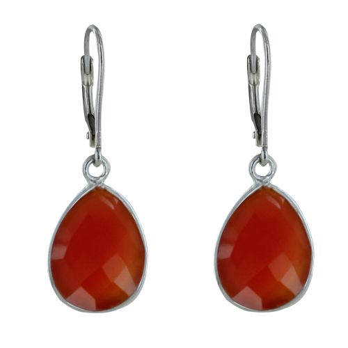 Boucles d'Oreilles Argent Goutte de Cornaline Facettée - LES POULETTES BIJOUX - Modalova