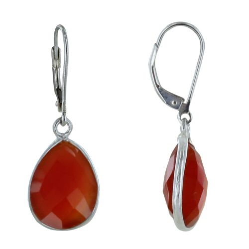 Boucles d'Oreilles Argent Goutte de Cornaline Facettée - LES POULETTES BIJOUX - Modalova