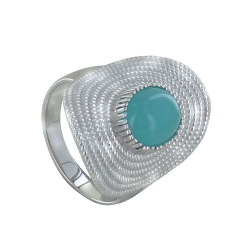 Bague Rhodié Ovale Torsadé et sa Pierre Couleur Amazon - LES POULETTES BIJOUX - Modalova