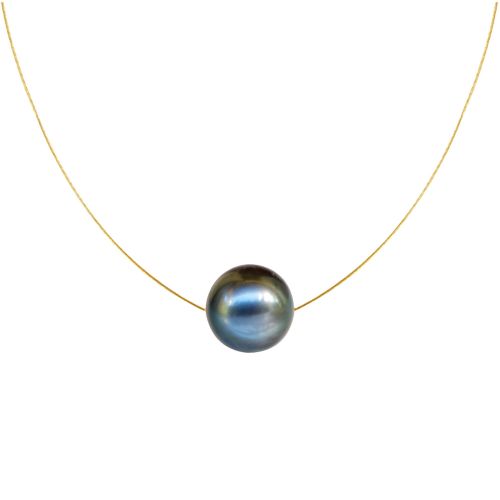 Collier Plaqué Or Perle des Poulettes Solitaire 11 mm - LES POULETTES BIJOUX - Modalova