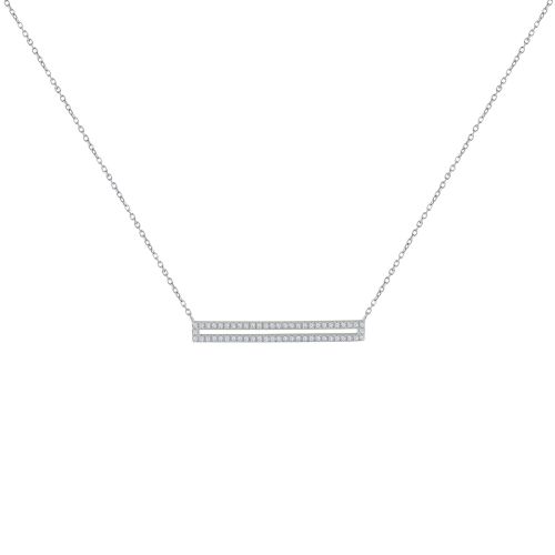 Collier 925 Rhodié Rectangle Ajouré de Strass - LES POULETTES BIJOUX - Modalova