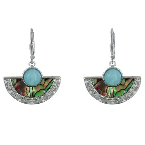 Boucles d'Oreilles Argent Eventail de Nacre Abalone et Perle - LES POULETTES BIJOUX - Modalova
