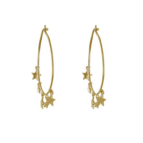 Boucles d'Oreilles Plaqué Créoles Breloques Petites Étoiles - LES POULETTES BIJOUX - Modalova