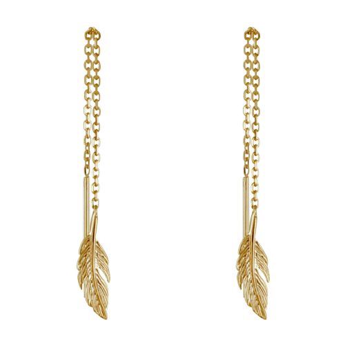 Boucles d'Oreilles Chainette Plaqué Plumes - LES POULETTES BIJOUX - Modalova