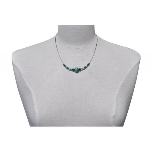 Collier Câbles Gris Sept Perles de Malachite Quatre Perles de - LES POULETTES BIJOUX - Modalova