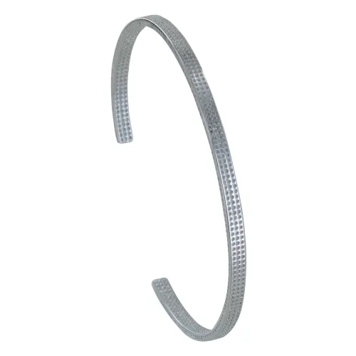 Bracelet 925 Rhodié Demi Jonc Pointillés - LES POULETTES BIJOUX - Modalova
