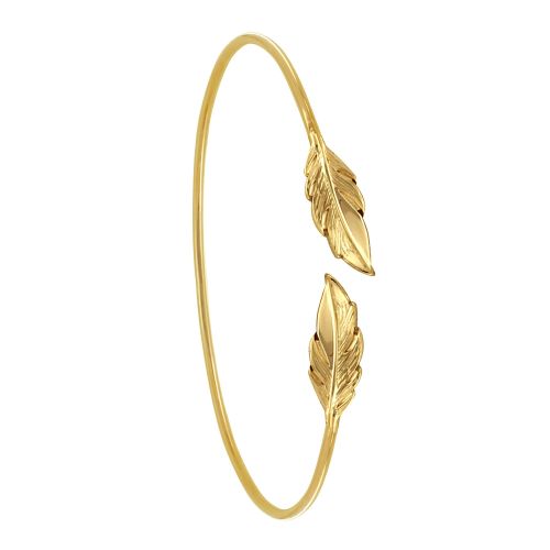 Bracelet Plaqué Jonc Deux Plumes - LES POULETTES BIJOUX - Modalova