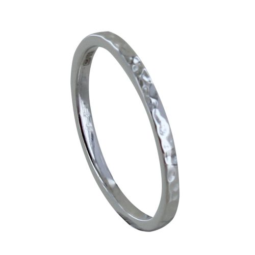 Bague 925 Rhodié Alliance Fine Martelée - taille 54 - LES POULETTES BIJOUX - Modalova
