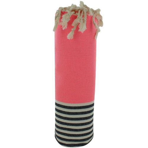 BIJOUX - Fouta Drap Plage et Hammam Coton Couleur Fluo Rayé Blanc - LES POULETTES - Modalova