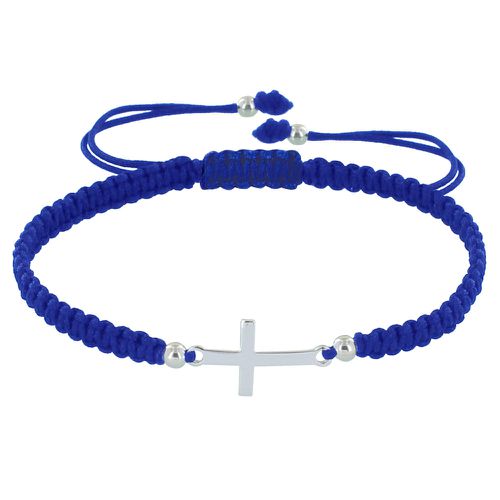 Bracelet Croix Lien Tréssé - Classics - Bleu - LES POULETTES BIJOUX - Modalova