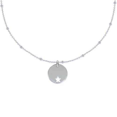 Collier Chaine Billes Médaille Ronde Ajourée d'Une Eto - LES POULETTES BIJOUX - Modalova