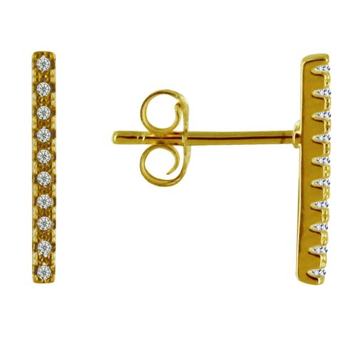 Boucles d'Oreilles Puces Plaqué Grande Barrette de Strass - LES POULETTES BIJOUX - Modalova