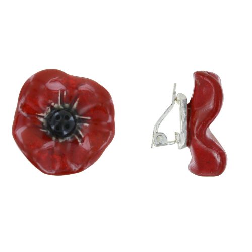 Boucles d'Oreilles Clip Métal Coquelicot Céramique - LES POULETTES BIJOUX - Modalova