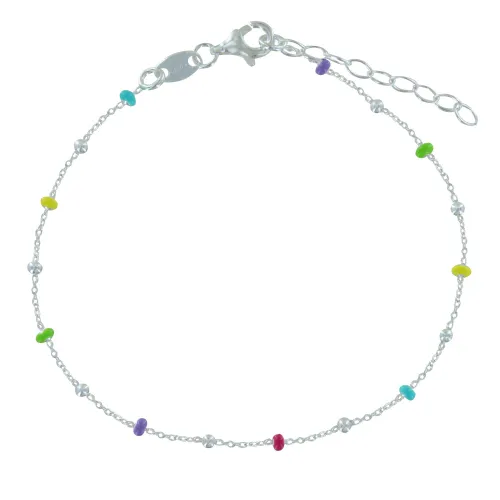 Bracelet Argent 925 Perles Émaillées Arc En Ciel et Perles Argent 925 - LES POULETTES BIJOUX - Modalova