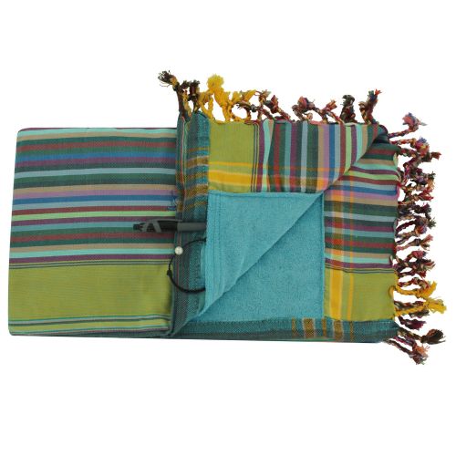 BIJOUX - V Kikoy Serviette Plage Coton Couleur Rayé Vert Jaune - LES POULETTES - Modalova