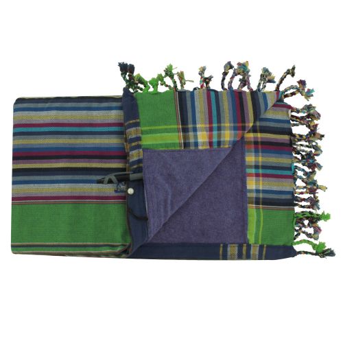 BIJOUX - Kikoy Serviette Plage Coton Couleur Rayé Bleu Foncé Vert - Bl - LES POULETTES - Modalova
